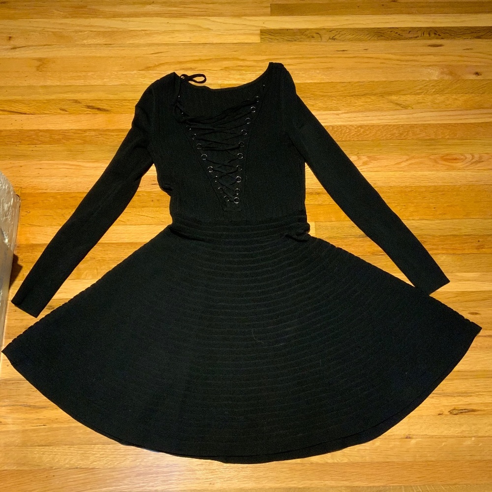 Black Lace Up Dress